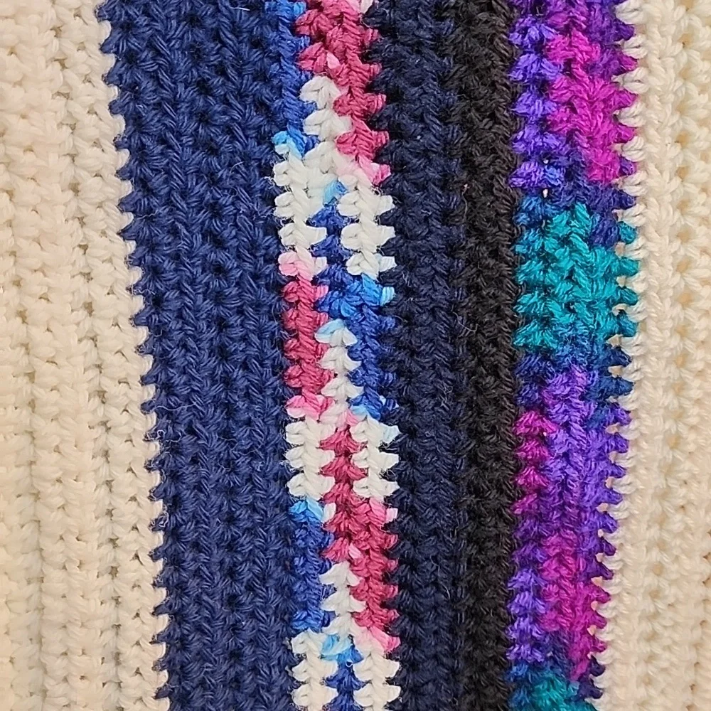 Cozy Handmade Multicolor Striped Crocheted Scarf Extra Long Unisex - New